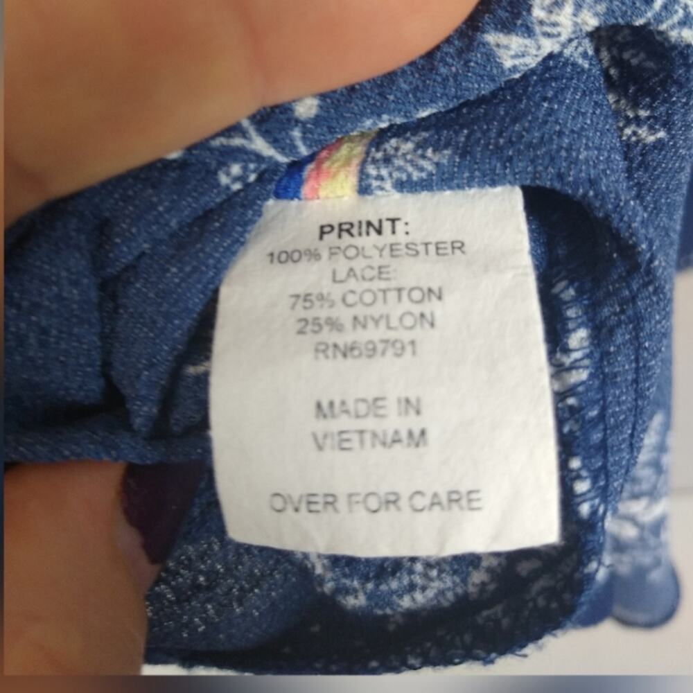 OLIVE HILL Boho Peasant Floral Top Pink Blue Med. - Picture 8 of 15